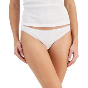 Charter Club Womens Lace-Trim Pretty Cotto Bright White Small